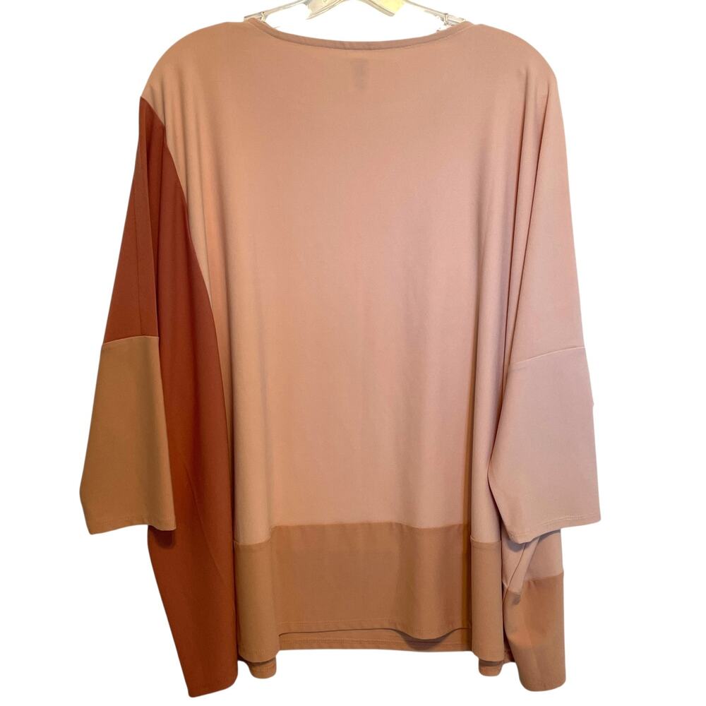 WynneLayers Luxe Crepe Colorblock Top Womens Large Shell Pink Camel Marla Wynne - Picture 4 of 9
